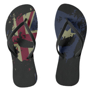 Skull Australian Flag Black Flip Flops