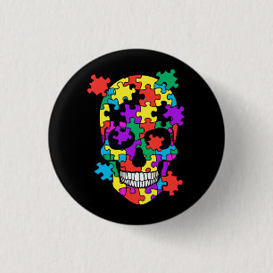Skull Autism Awareness Mom Dad Kid Autism Supporti 3 Cm Round Badge