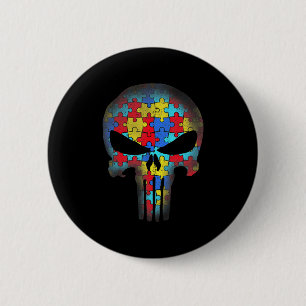 Skull Autism Awareness Tee Mom Dad Kids Autism T-S 6 Cm Round Badge