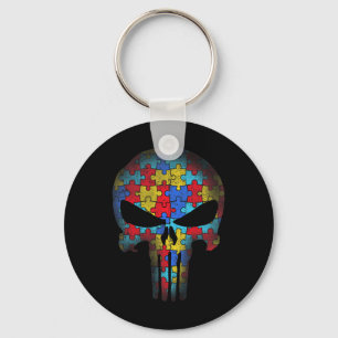 Skull Autism Awareness Tee Mum Dad Kids Autism  Key Ring