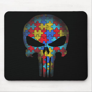Skull Autism Awareness Tee Mum Dad Kids Autism  Mouse Mat