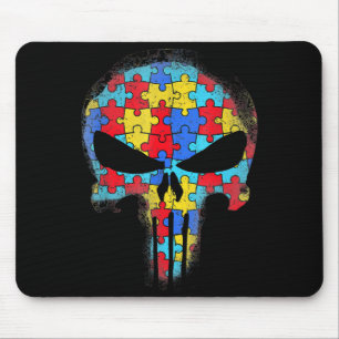 Skull Autism Awareness Tee Mum Dad Kids Autism  Mouse Mat