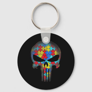 Skull Autism Awareness Tee Mum Dad Kids Autism T-S Key Ring