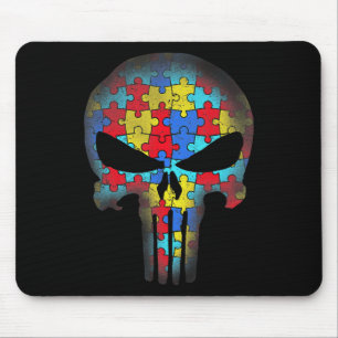 Skull Autism Awareness Tee Mum Dad Kids Autism T-S Mouse Mat