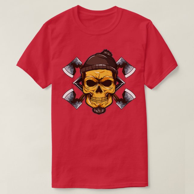 Skull Axe Throwing Art T-Shirt (Design Front)