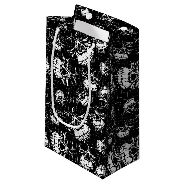skull background small gift bag (Front Angled)