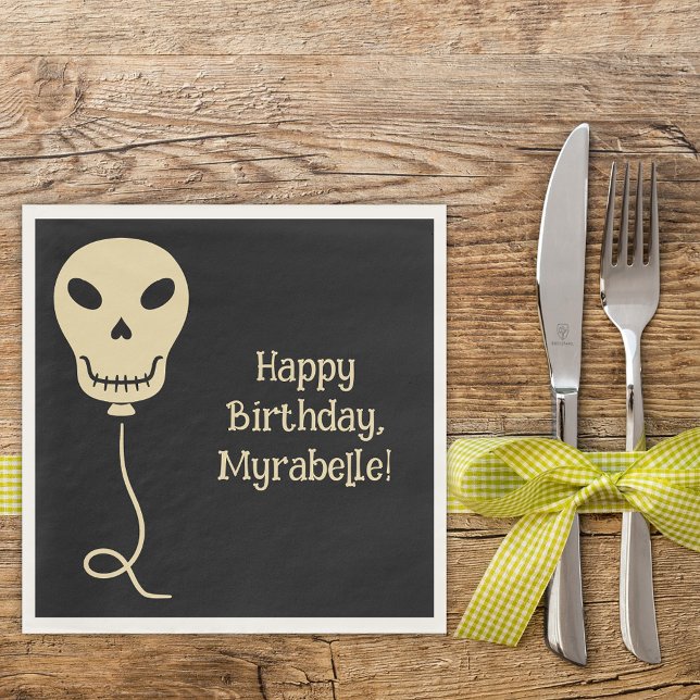Skull Balloon Goth Birthday Party Napkin (Creator Uploaded)