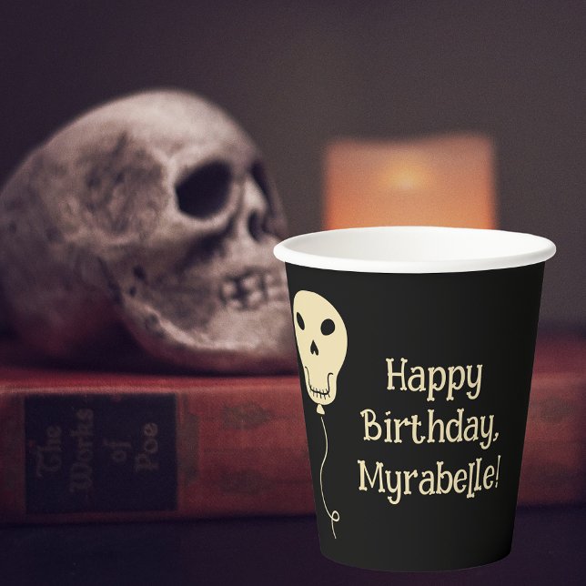 Skull Balloon Goth Birthday Party Paper Cups (Creator Uploaded)