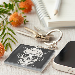 Skull Barbed Wire Key Ring