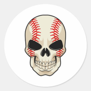 Skull Baseball Sports Classic Round Sticker