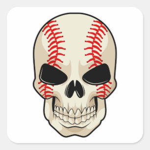 Skull Baseball Sports Square Sticker