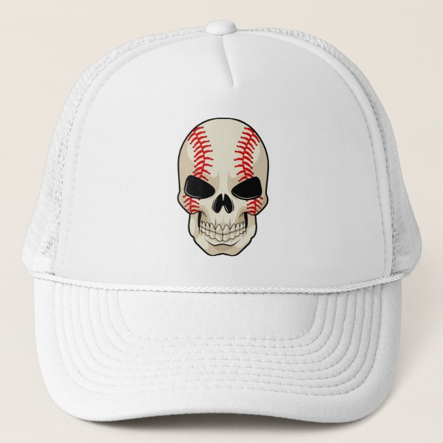 Skull Baseball Sports Trucker Hat (Front)