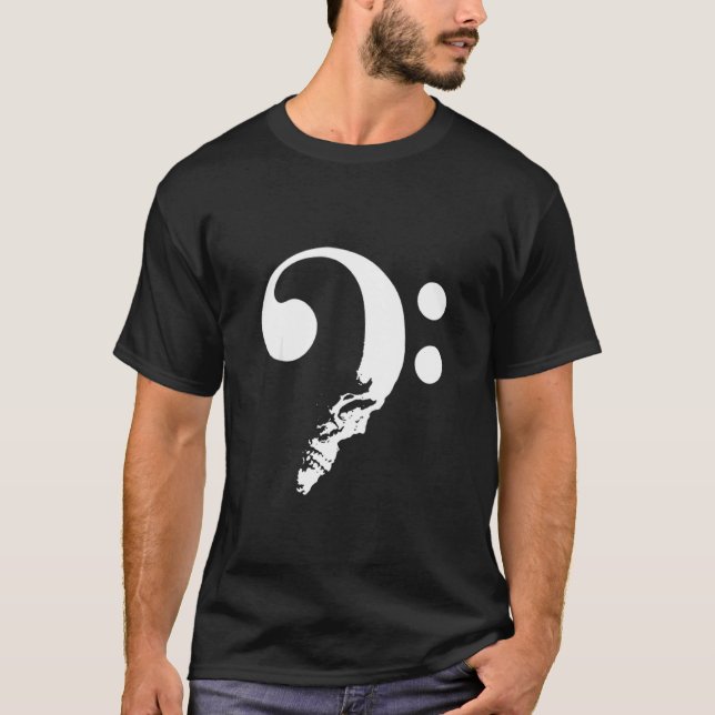 Skull Bass Clef Bass Player Musican Music Guitar 1 T-Shirt (Front)