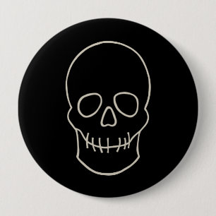 Skull - Bat Black and Bone White 10 Cm Round Badge