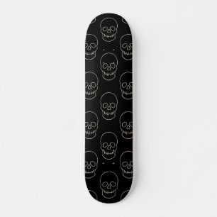 Skull - Bat Black and Bone White Skateboard