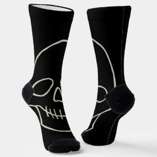 Skull - Bat Black and Bone White Socks