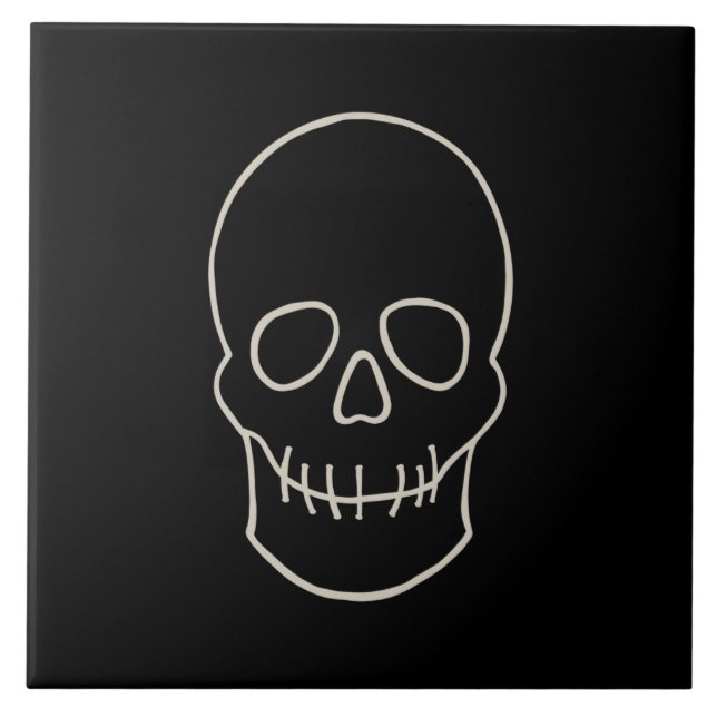 Skull - Bat Black and Bone White  Tile (Front)