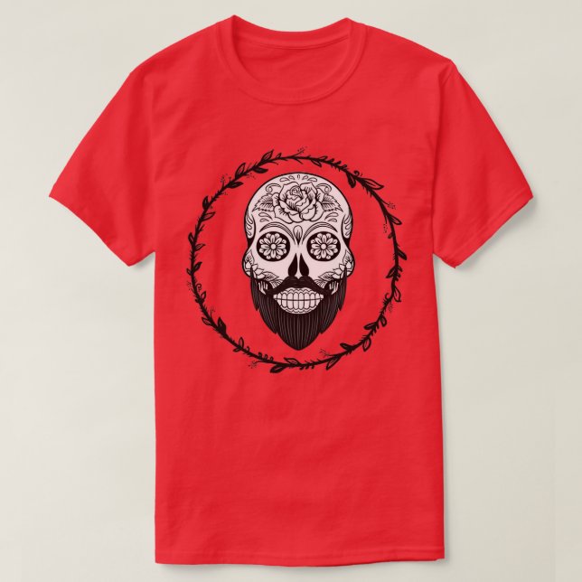 Skull Beard Beard Barber Head T-Shirt (Design Front)