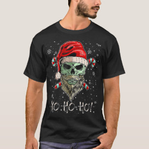 Skull Beard Santa Pirate Christmas Jolly Rogers Pa T-Shirt