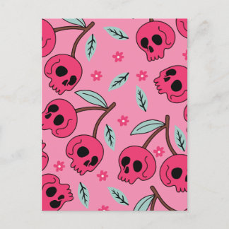 Skull berry seamless pattern holiday postcard