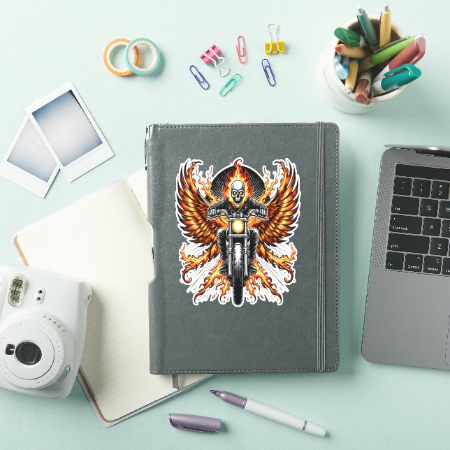 Skull Biker Flame Winged Motorcycle (iPad Cover)