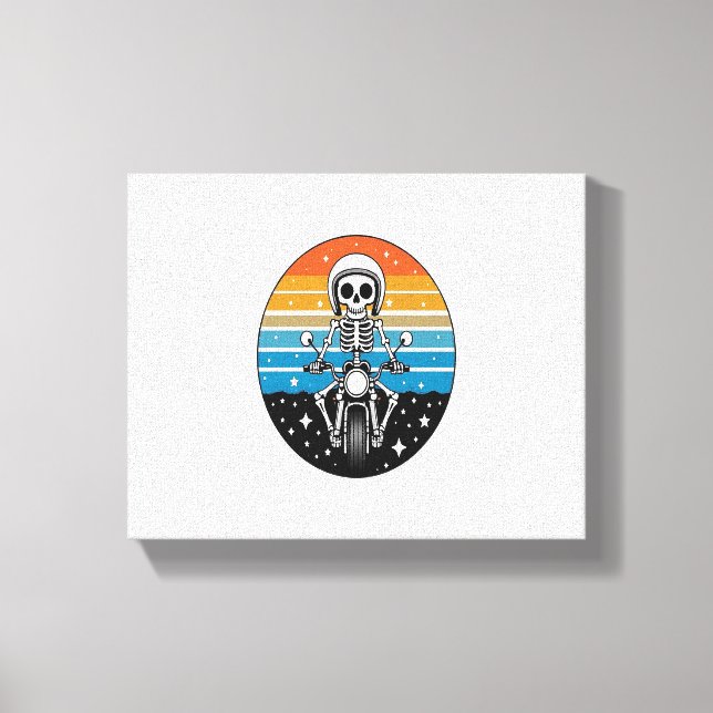 Skull Biker Flame Winged Motorcycle Canvas Print (Front)