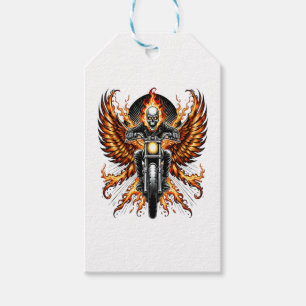 Skull Biker Flame Winged Motorcycle Gift Tags