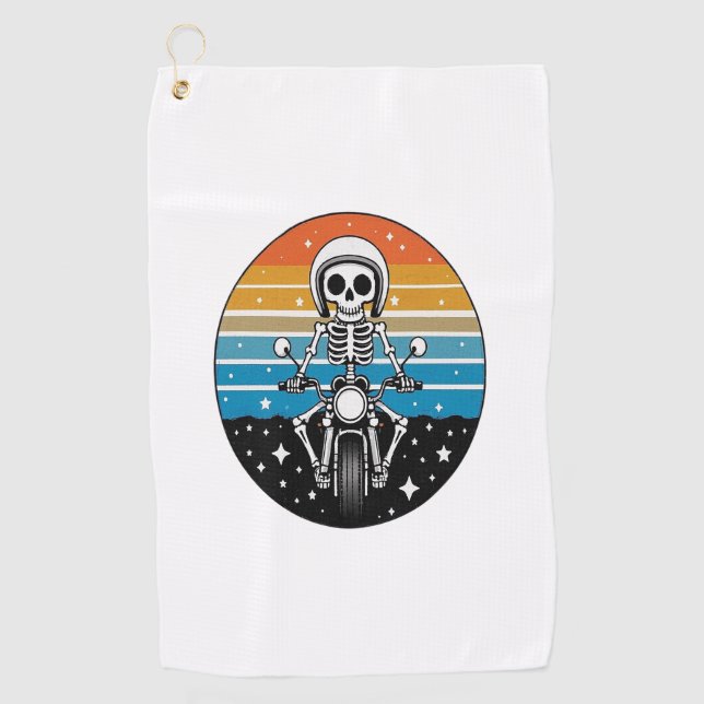 Skull Biker Flame Winged Motorcycle Golf Towel (Front)