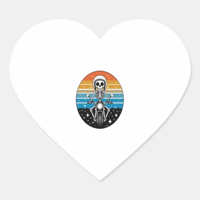 Skull Biker Flame Winged Motorcycle Heart Sticker (Front)