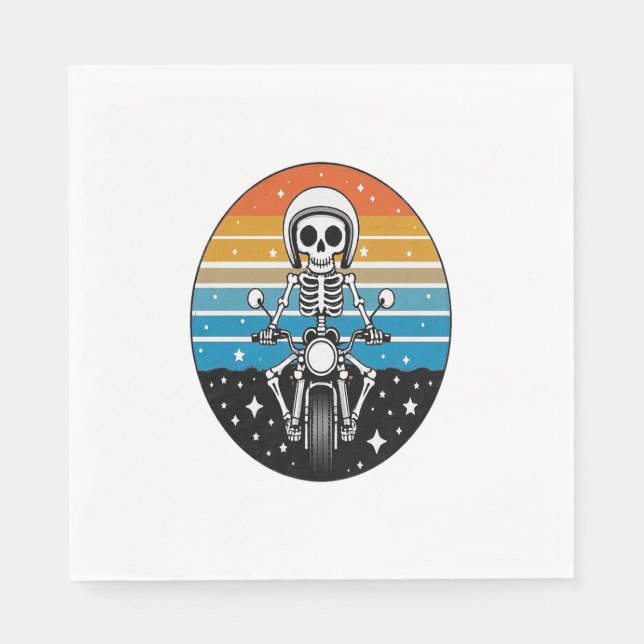 Skull Biker Flame Winged Motorcycle Napkin (Front)
