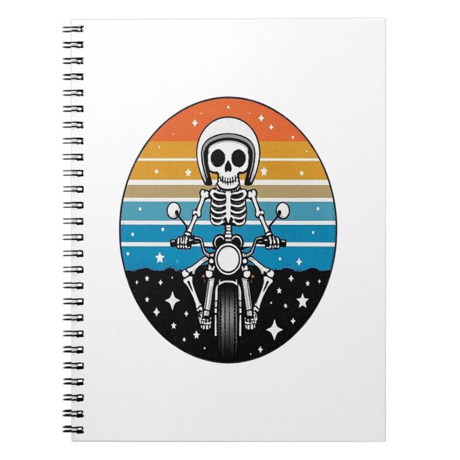 Skull Biker Flame Winged Motorcycle Notebook (Front)