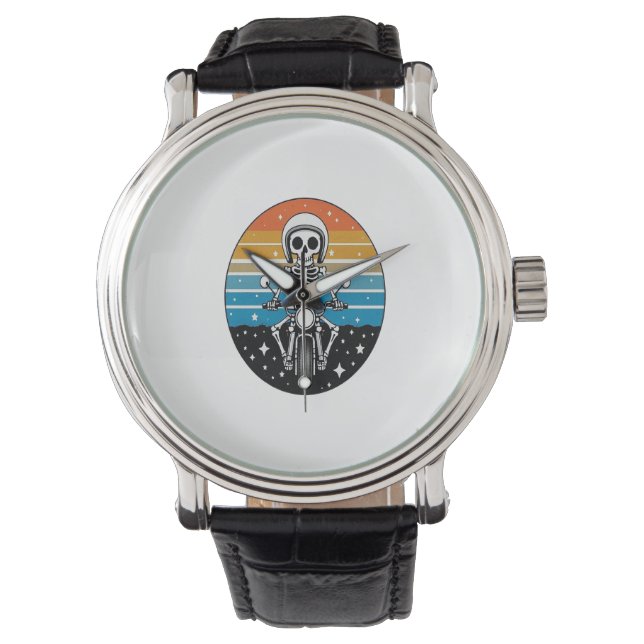 Skull Biker Flame Winged Motorcycle Watch (Front)