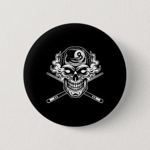 Skull Billiards Snooker Billiard 8 Ll Player Cue S 6 Cm Round Badge