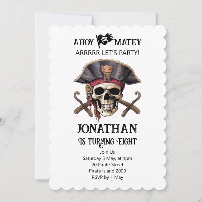 Skull Birthday Party Pirate Invitation (Front)