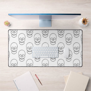 Skull - Black and White Desk Mat