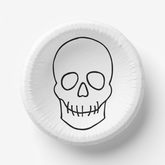 Skull - Black and White Paper Plate (Front)