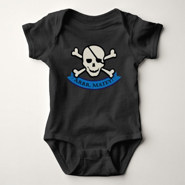 Skull - Black Baby Jersey Bodysuit (Front)