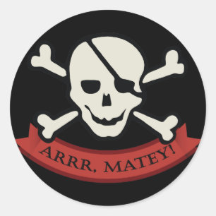 Skull - Black Classic Round Sticker, Glossy Classic Round Sticker