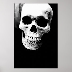 Skull Black White Fantasy Metal Rock Poster
