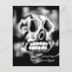 Skull Black white Halloween Party Invitations