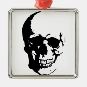 Skull - Black & White Metal Fantasy Art Metal Tree Decoration