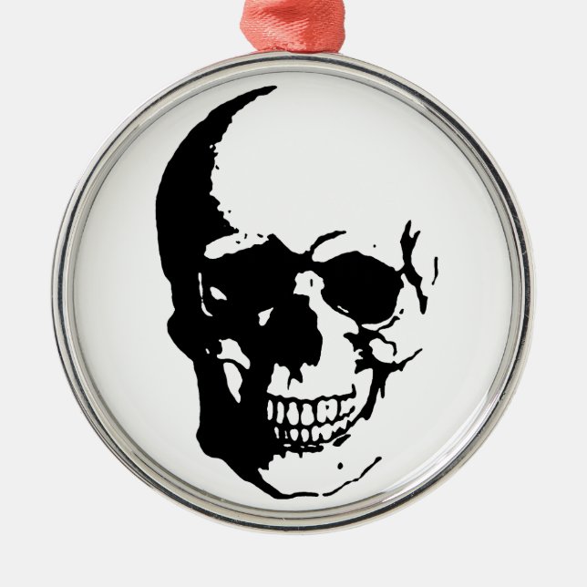 Skull - Black & White Metal Fantasy Art Metal Tree Decoration (Front)
