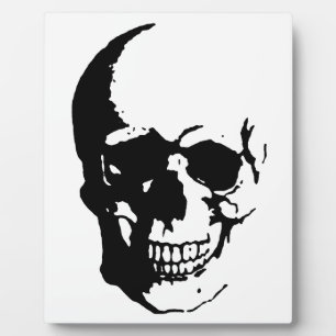 Skull - Black & White Metal Fantasy Art Plaque