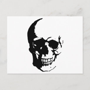 Skull - Black & White Metal Fantasy Art Postcard