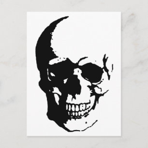 Skull - Black & White Metal Fantasy Art Postcard