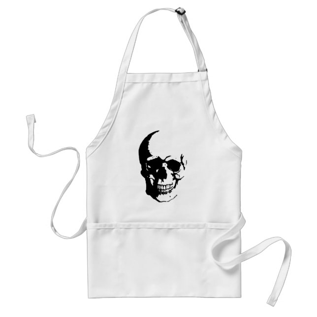 Skull - Black & White Metal Fantasy Art Standard Apron (Front)