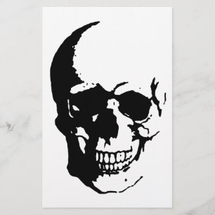 Skull - Black & White Metal Fantasy Art Stationery