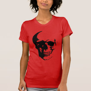Skull - Black & White Metal Fantasy Art T-Shirt