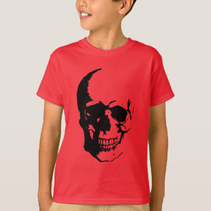 Skull - Black & White Metal Fantasy Art T-Shirt