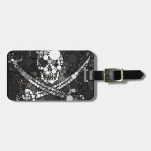 Skull Black White Pirate Luggage Tag